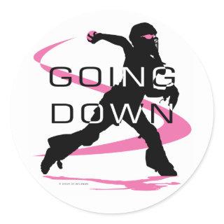Going Down Pink Catcher Softball Classic Round Sticker