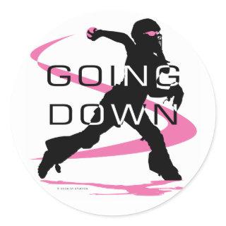 Going Down Pink Catcher Softball Classic Round Sticker