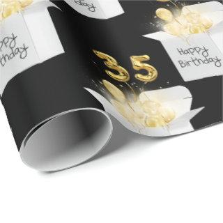 Gold 35th Birthday Balloons in White Box