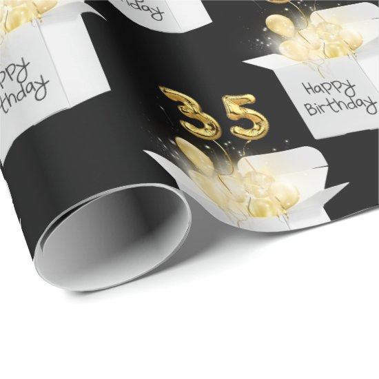 Gold 35th Birthday Balloons in White Box