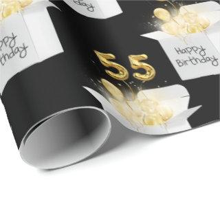 Gold 55th Birthday Balloons in White Box