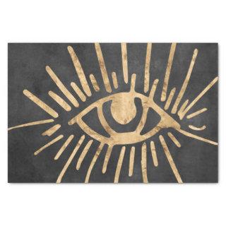 Gold all seeing eye coal grey black distressed   tissue paper