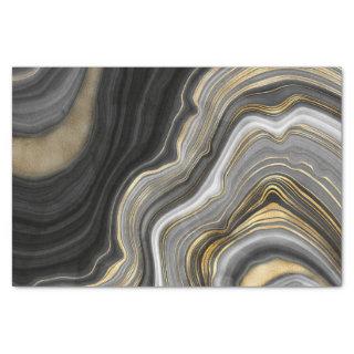 Gold And Black Agate Stone Marble Geode Modern Art Tissue Paper