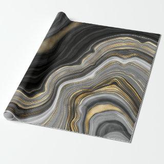 Gold And Black Agate Stone Marble Geode Modern Art