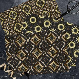 Gold and Black Arabic Ethnic Geometric Patterns  Sheets