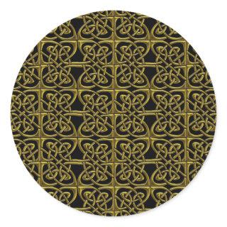 Gold And Black Connected Ovals Celtic Pattern Classic Round Sticker