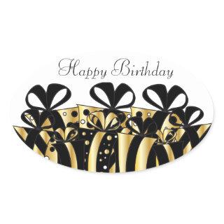 Gold and Black Gift Presents | Customize Oval Sticker