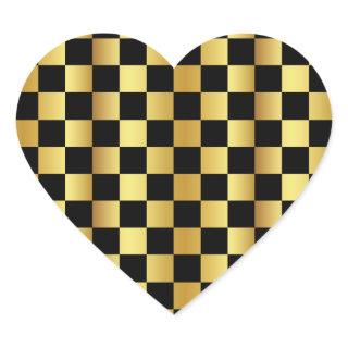 Gold and Black Heart Shape Heart Sticker