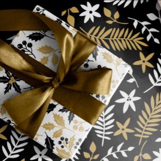 Gold and Black Holly Berries Leaves Christmas  Sheets