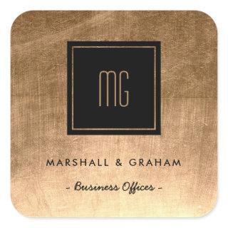 Gold and Black Monogram Business Stickers