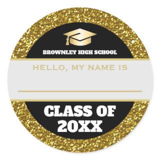 Gold and black reunion name tag