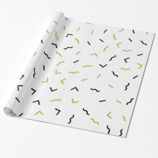 Gold and black squiggly lines modern pattern