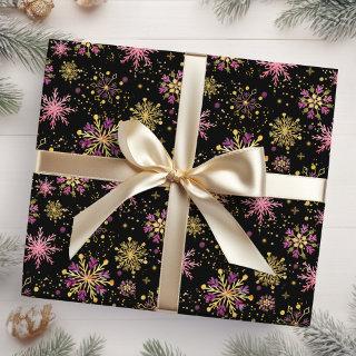 Gold and Black Winter Snowflakes