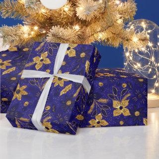 Gold and Blue Christmas Poinsettia Flowers