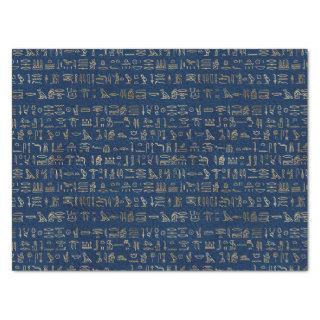 Gold and Blue Egyptian Hieroglyphs Pattern  Tissue Paper