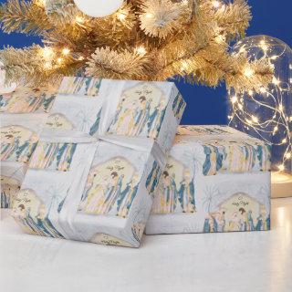 Gold and blue nativity holiday