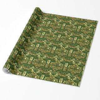 Gold And Deep Green Floral Pattern