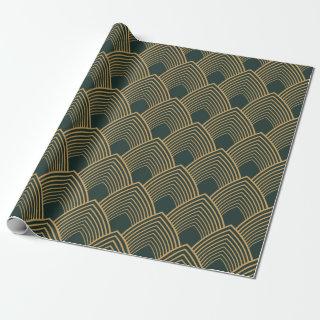 Gold and Emerald Green Art Deco Pattern