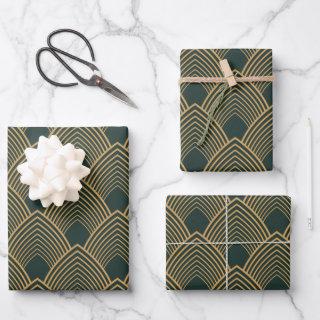 Gold and Emerald Green Art Deco Pattern    Sheets