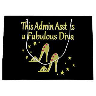 GOLD AND GLITZY ADMIN ASST SHOE LOVER DESIGN LARGE GIFT BAG