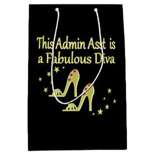 GOLD AND GLITZY ADMIN ASST SHOE LOVER DESIGN MEDIUM GIFT BAG