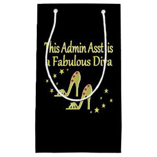 GOLD AND GLITZY ADMIN ASST SHOE LOVER DESIGN SMALL GIFT BAG