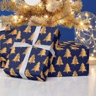 Gold and Navy Blue Christmas Trees