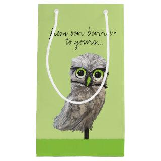Gold and Silver Burrowing Owl Coastal Painting Small Gift Bag