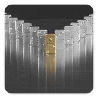 Gold and silver dominoes square sticker