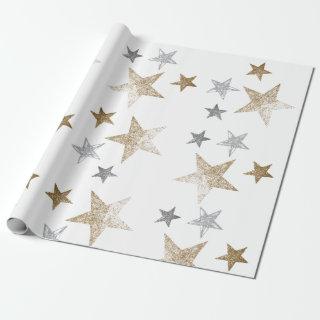 Gold and silver glitter stars