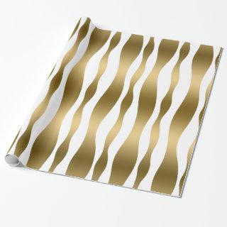 Gold And White Abstract Zebra Stripes