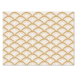Gold and White Art Deco Fan Flowers Pattern   Tissue Paper
