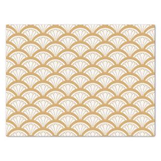 Gold and White Art Deco Fan Flowers Pattern   Tissue Paper