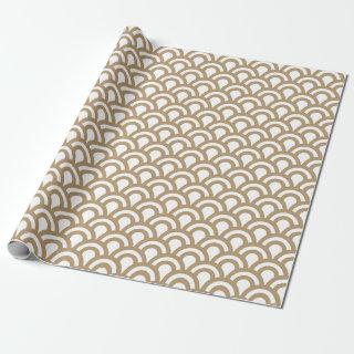 Gold and White Art Deco Fish Scale Pattern
