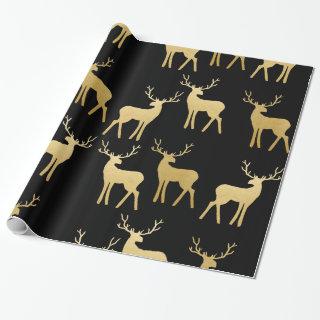 Gold Antler Reindeer Holiday Elegant Black