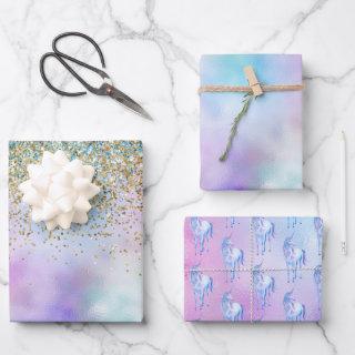 Gold Aqua Glitter Purple White Unicorn Sparkle    Sheets