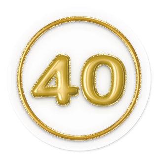 Gold Balloon Number 40 Round Sticker