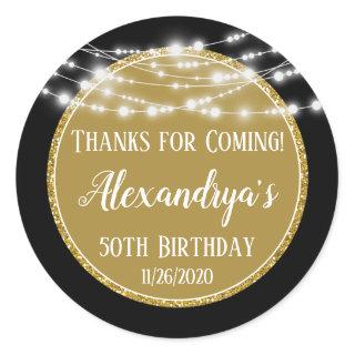 Gold Black Birthday Thanks For Coming Favor Tags
