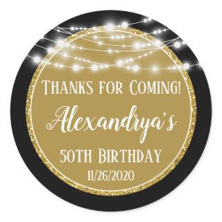 Gold Black Birthday Thanks For Coming Favor Tags