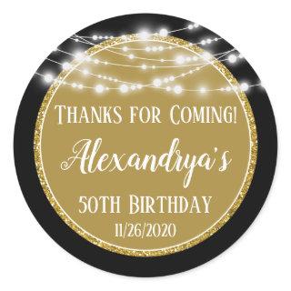 Gold Black Birthday Thanks For Coming Favor Tags