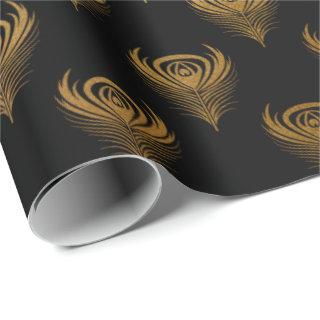 Gold Black Peacock Feathers Elegant Classic