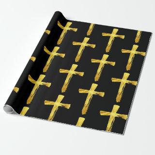 Gold Brush Cross - Christian Jesus Christ Crucifix