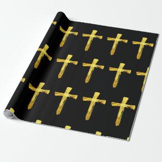 Gold Brush Cross - Christian Religious Crucifix