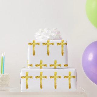 Gold Brush Cross - Modern Christian Crucifix