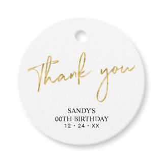Gold Brush Script Birthday Party Thank you Favor Favor Tags