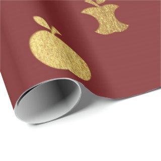 Gold Burgundy Metallic Apple Fruit Crimson Scrap