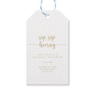 Gold Calligraphy Sip Sip Hooray Bridal Shower   Gift Tags