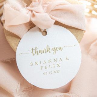 Gold Calligraphy Thank You Wedding Favor Classic Round Sticker