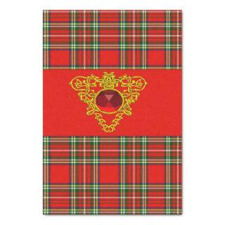 GOLD CELTIC HEART,RUBY, RED GREEN SCOTTISH TARTAN TISSUE PAPER