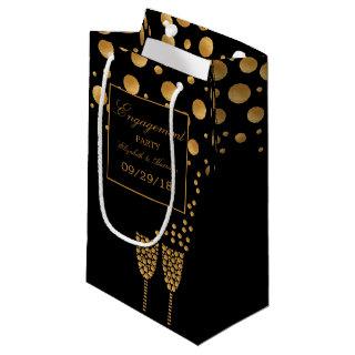 Gold Champagne Bubbles Engagement Party Small Gift Bag